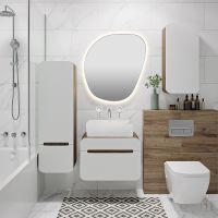 Подвесной шкаф Runo Ницца 35 R 00-00002127 Темное дерево Белый — фото 3, Шкафы для ванной