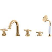 Смеситель на борт ванны Rav Slezak Morava retro MK162.5PZ Золото — фото 1, Смесители на борт ванны