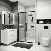 Душевая дверь Grossman Cosmo 110 100.K33.02.110.21.00 профиль Черный матовый стекло прозрачное — фото 4, Душевые двери в нишу