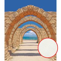 Фреска Ortograf Городской пейзаж 5053 Фактура флок FLK Флизелин (2,3*2,7) Бежевый/Голубой, Архитектура/Море — фото 1, Фрески