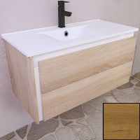 Тумба с раковиной SanVit Линк 100 klink100 с фактурой под дерево подвесная Ланселот — фото 1, Мебель для ванной