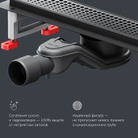 Душевой лоток AM.PM MasterFlow 40 с Черной матовой решеткой Cut Gradient арт-W01SC-P11-040-01BM — фото 14, Душевые лотки