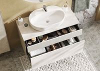 Тумба под раковину Aquaton Марбл 100 1A276301MH4C0 подвесная Слэйт Белый матовый — фото 20, Мебель для ванной