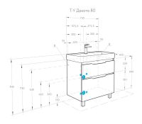 Тумба под раковину Aquaton Дакота 75 1A202901DAAY0 Белая Выбеленное дерево — фото 11, Тумбы под раковину