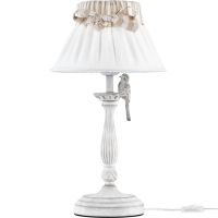 Настольная лампа Maytoni Elegant Bird ARM013-11-W Льняная Белый антик — фото 1, Настольные лампы