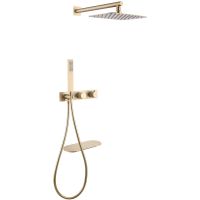 Душевая система Abber Rund AF8750G с термостатом Золото матовое — фото 1, Встраиваемые душевые комплекты