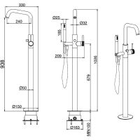 Смеситель для ванны Allen Brau Priority 5.31008-31 Черный матовый — фото 29, Смесители напольные