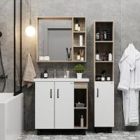 Тумба под раковину Onika Тимбер 80.10 108045 Белый матовый Дуб сонома — фото 2, Мебель для ванной