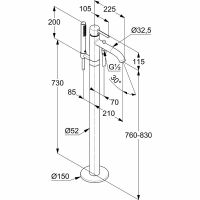 Смеситель для ванны Kludi Bozz 385900576 Хром — фото 3, Смесители