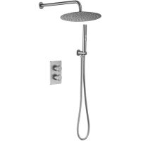 Душевая система Allen Brau Priority 5.31013-BN с термостатом Никель брашированный — фото 1, Встраиваемые душевые комплекты