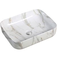 Раковина-чаша SantiLine 50 SL-7020 Белый мрамор — фото 1, Раковины накладные