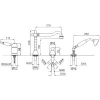Смеситель на борт ванны Migliore Oxford 19154 Хром Золото — фото 2, Смесители