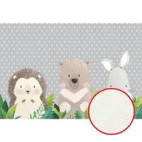 Фреска детская Ortograf Для самых маленьких 33700 Фактура флок FLK Флизелин (4*2,7) Серый, Животные/Горох — фото 1, Фрески