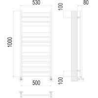Водяной полотенцесушитель Terminus Латте П11 500х1000 4670078530707 Хром, нижнее подключение, G 1/2" ВР, с комплектом вентилей — фото 4, Водяные полотенцесушители