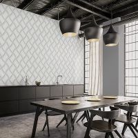 Обои Andrea Rossi Nisida 54327-3 Винил на флизилине (1,06*10) Серый, Ромб — фото 2, Обои для стен