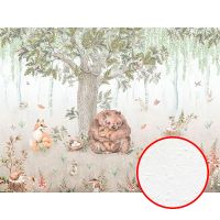 Фреска детская Ortograf Little Friends 34354 Фактура бархат FX Флизелин (4*3) Зеленый/Коричневый, Деревья/Животные — фото 1, Фрески