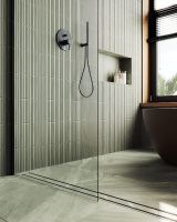 Душевая перегородка Maybah Glass MGD-695-6ш 790x1950 в широком профиле Черный стекло прозрачное — фото 6, Душевые перегородки