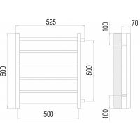 Водяной полотенцесушитель Terminus Вега П6 500x600 бп500 4670078530004 Хром, боковое подключение, G 1/2" НР — фото 3, Водяные полотенцесушители