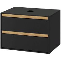 Тумба под раковину Excellent Tuto 80 MLEX.0104.800.BKBL подвесная Черный матовый Дуб — фото 1, Мебель для ванной