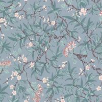 Обои Lutece Les Essentiels 11211401 Винил на флизелине (0,53*10,05) Голубой/Зеленый, Цветы — фото 1, Обои для стен