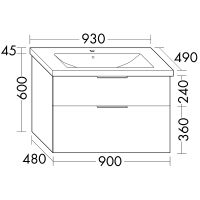 Тумба с раковиной Burgbad Eqio 95 SEYQ093F2009G0146C001*1 Белая глянцевая — фото 5, Мебель для ванной