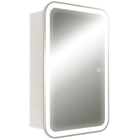 Зеркальный шкаф Silver Mirrors Фиджи-2 Flip 50 LED-00002680 с подсветкой Белый — фото 1, Зеркальные шкафы в ванную