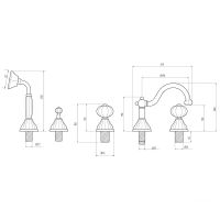 Смеситель на борт ванны Migliore Olivia 19021 Золото Белый — фото 2, Смесители на борт ванны