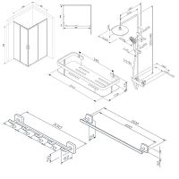 Комплект душевого уголка с душевой системой и аксессуарами AM.PM Gem S 120x80 WK93ER профиль Черный матовый стекло прозрачное — фото 40, Душевые уголки