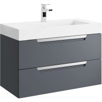 Тумба под раковину Aqwella Cube 90 CUB0109GR подвесная Серая матовая — фото 1, Мебель для ванной