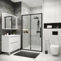 Душевая дверь Grossman Cosmo 110 100.K33.02.110.21.00 профиль Черный матовый стекло прозрачное — фото 3, Душевые двери в нишу