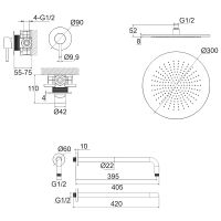 Душевая система Whitecross Y gunmetal YSET01GM Оружейная сталь — фото 7, Душевое оборудование. Душевая программа