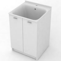 Тумба с хозяйственной раковиной Kerasan Aquadom 60 9165k3*1 Белая с отверстием под смеситель — фото 1, Мебель для ванной