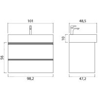 Тумба под раковину Creto Amelia 100 14-1079G подвесная Антрацит Белый матовый — фото 5, Тумбы под раковину