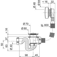 Слив-перелив Wirquin SB600 30717569 полуавтомат Хром — фото 2, Сливы-переливы