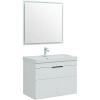 Тумба с раковиной Aquanet Ирис new 80 312430 подвесная Белый глянец — фото 10, Мебель для ванной