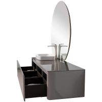 Тумба с раковиной Black&White Universe U915.1600L 160 L 9151600 подвесная Glossy light grey — фото 4, Мебель для ванной