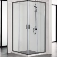 Душевой уголок Aquatek 90х90 AQ ARI KV 09020BL профиль Черный стекло прозрачное — фото 1, Квадратные душевые уголки