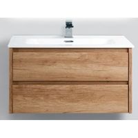 Тумба под раковину BelBagno Kraft 90 KRAFT-900-2C-SO-RNN подвесная Натуральный дуб Небраска — фото 1, Тумбы под раковину