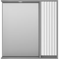 Зеркало со шкафом Brevita Balaton 80 R BAL-04080-01-01П с подсветкой Белое матовое Серое матовое — фото 1, Зеркальные шкафы в ванную