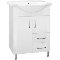 Тумба под раковину Style Line Эко Стандарт 10 2 Байкал 60 Белый глянец — фото 1, Мебель для ванной