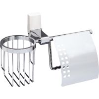 Держатель туалетной бумаги и освежителя воздуха WasserKRAFT Leine K-5059W с крышкой Хром — фото 1, Держатели туалетной бумаги