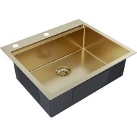 Кухонная мойка Paulmark Kroner-Pro 59 PM705951-BG Брашированное золото — фото 2, Кухонные мойки