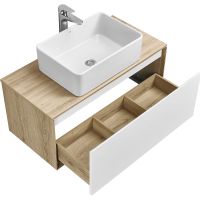 Тумба под раковину Aquaton Либерти 90 1A279901LYC70 подвесная Дуб эльвезия Белая — фото 9, Тумбы под раковину