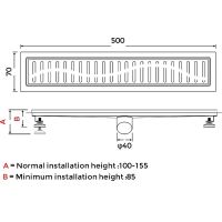 Душевой лоток Gappo G85007-36 с Черной матовой решеткой — фото 3, Душевые лотки