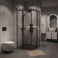 Душевой уголок Grossman Classic 90х90 301.K33.04.9090.21.00 профиль Черный матовый стекло прозрачное — фото 1, Душевые уголки четверть круга