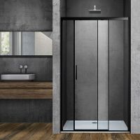 Душевая дверь Vincea Soft 140 VDS-3SO140CLB профиль Черный стекло прозрачное — фото 1, Раздвижные душевые двери