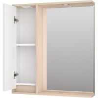 Зеркало со шкафом Brevita Balaton 75 L BAL-04075-03-01Л с подсветкой Белое матовое Бежевое матовое — фото 3, Мебель для ванной