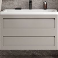 Тумба под раковину Art&Max AM-Platino-900-2C-SO-GCM подвесная Светло-серая матовая — фото 1, Мебель для ванной