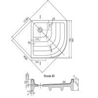 Акриловый поддон для душа Ravak Ronda 80х80 EX A204001320 Белый — фото 2, Акриловые душевые поддоны
