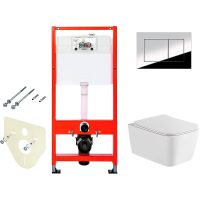 Комплект унитаза WellWant Tesoro WWU01111W с инсталляцией Tece Profil 9400412 с сиденьем Микролифт и клавишей смыва Хром — фото 1, Комплекты унитаз + инсталляция
